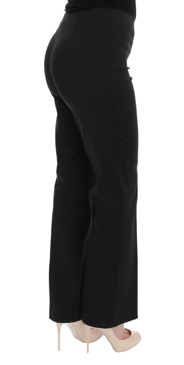 Bencivenga Black Stretch Straight Fit Dress Trousers Pants