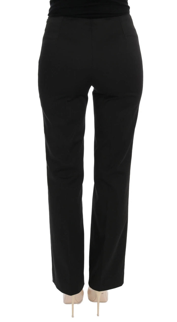 Bencivenga Black Stretch Straight Fit Dress Trousers Pants
