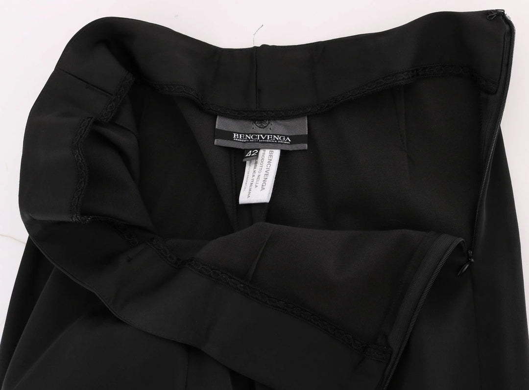 Bencivenga Black Stretch Straight Fit Dress Trousers Pants