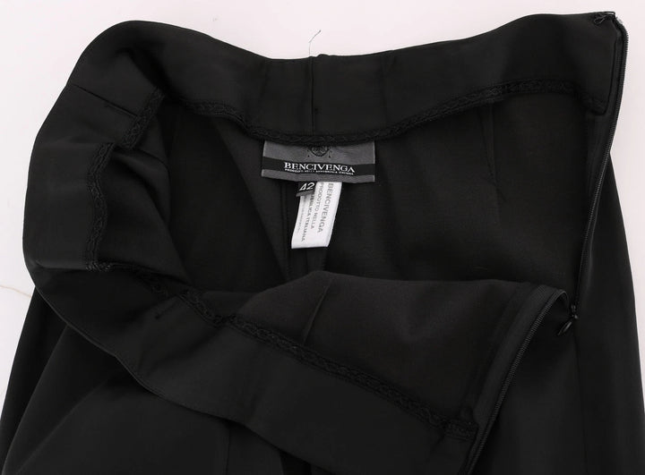 Bencivenga Black Stretch Straight Fit Dress Trousers Pants