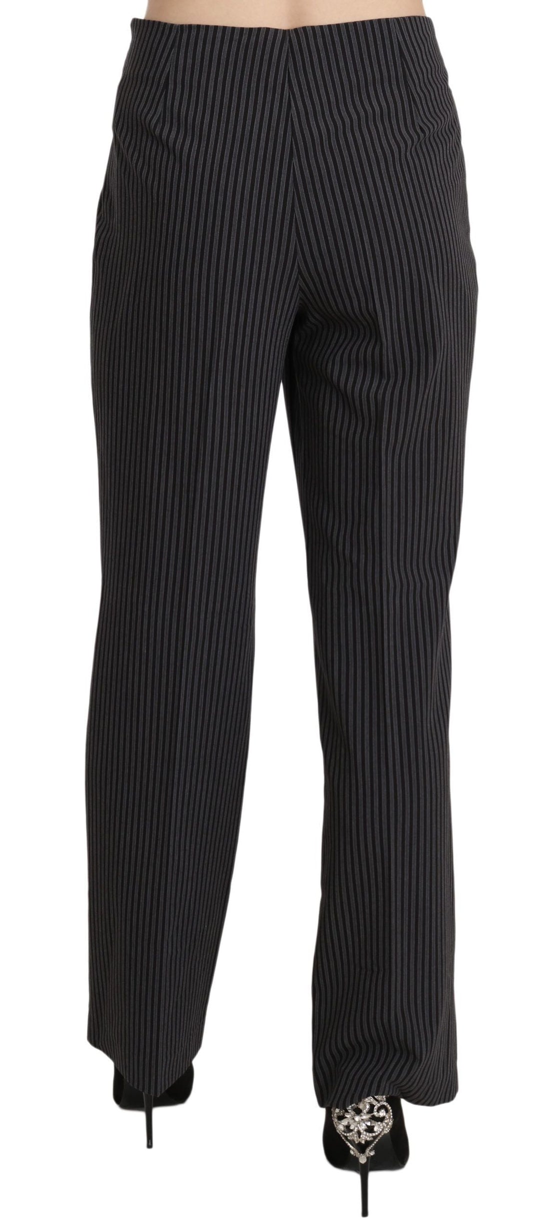 Bencivenga Black Striped Cotton Sretch Dress Trousers Pants