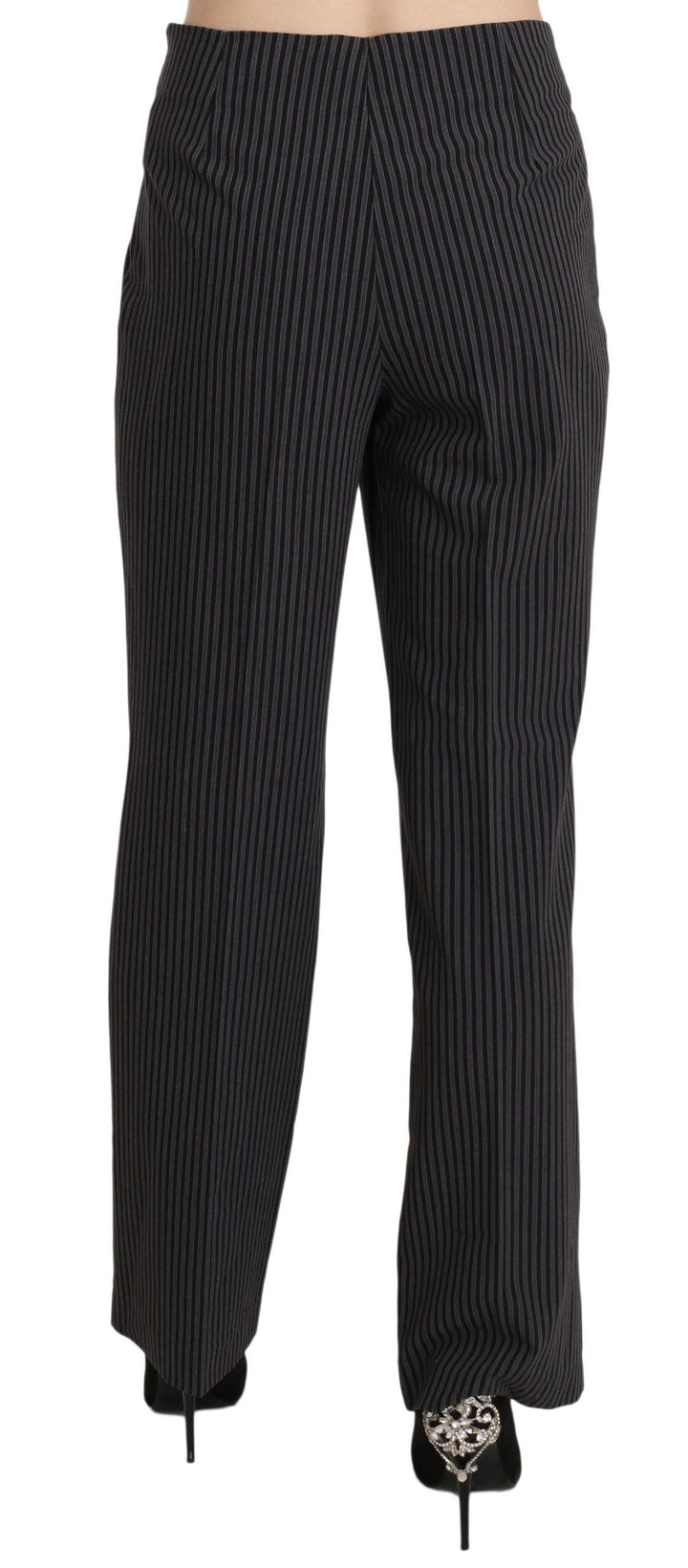 Bencivenga Black Striped Cotton Sretch Dress Trousers Pants