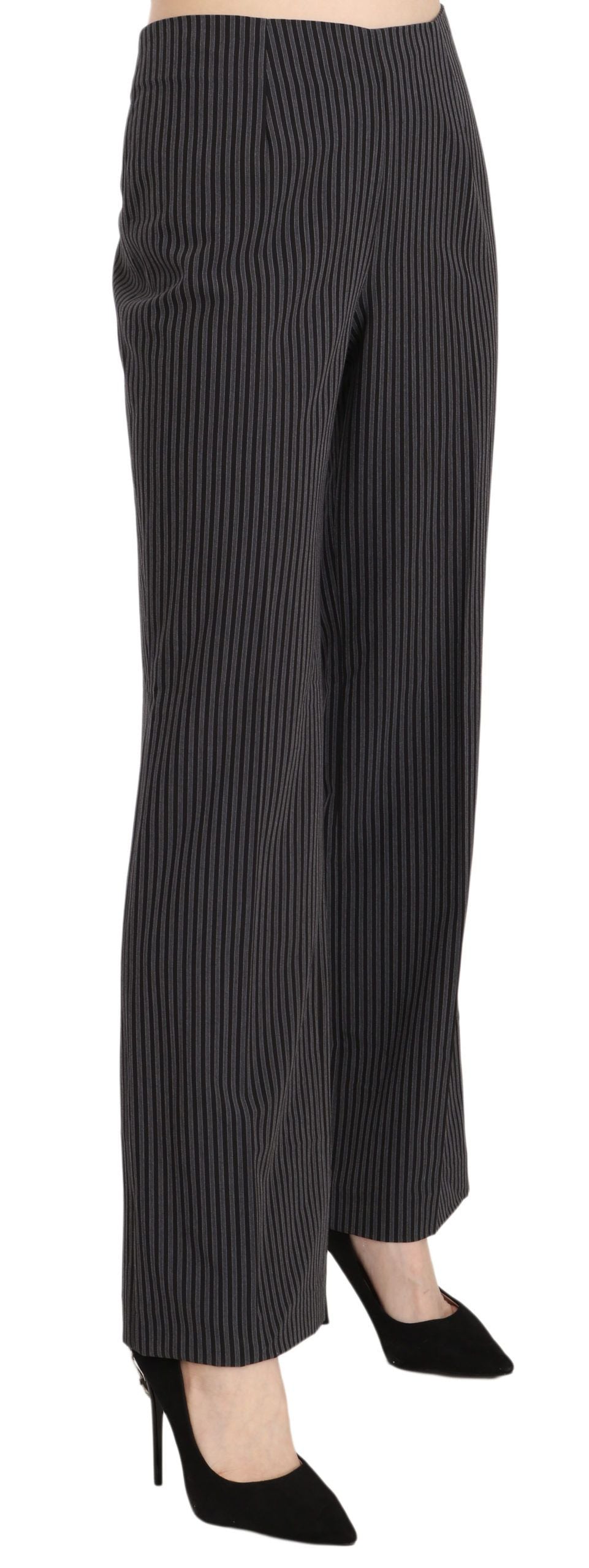 Bencivenga Black Striped Cotton Sretch Dress Trousers Pants