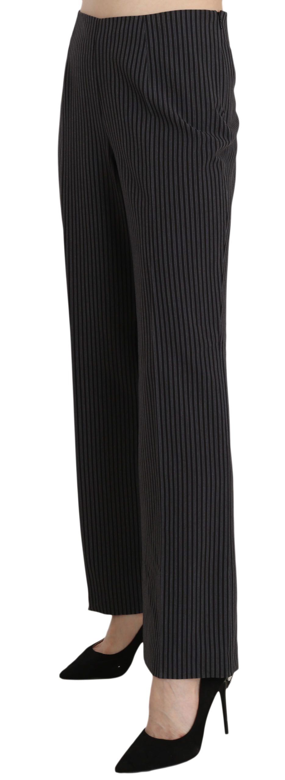 Bencivenga Black Striped Cotton Sretch Dress Trousers Pants