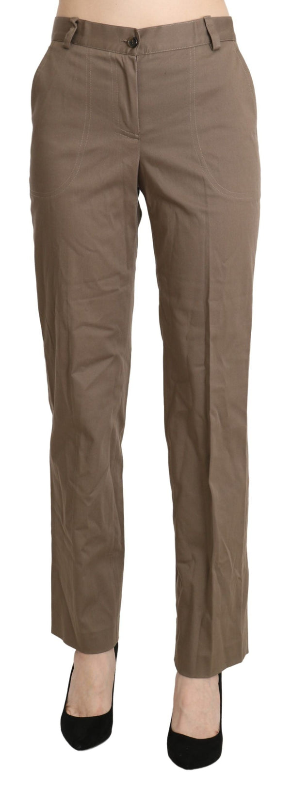 Bencivenga Brown High Waist Straight Dress Trouser Pants