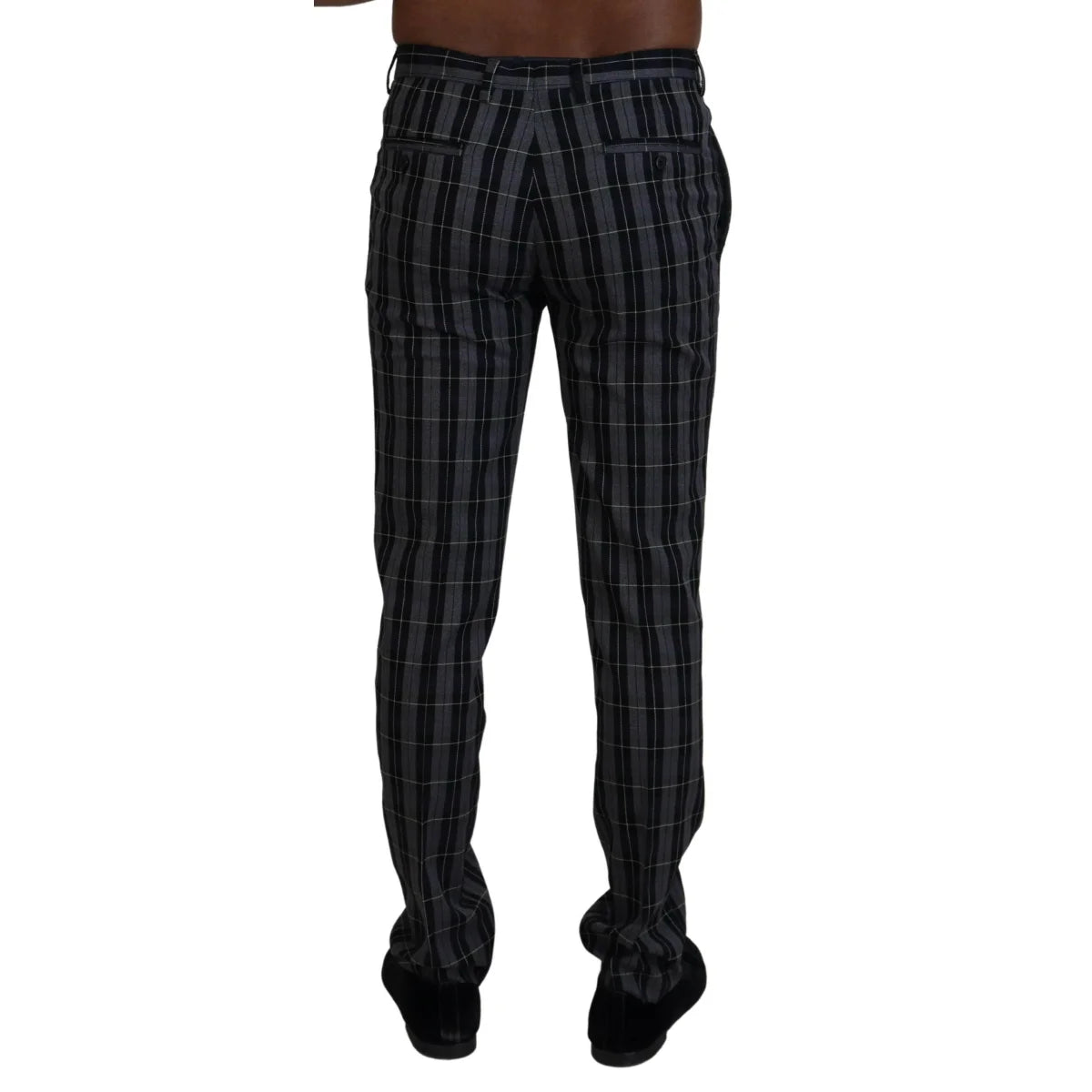 BENCIVENGA COUTURE Gray Checkered Chino Pants Premium Authentic