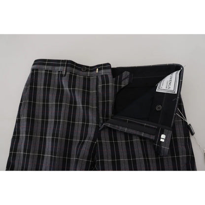 BENCIVENGA COUTURE Gray Checkered Chino Pants Premium Authentic