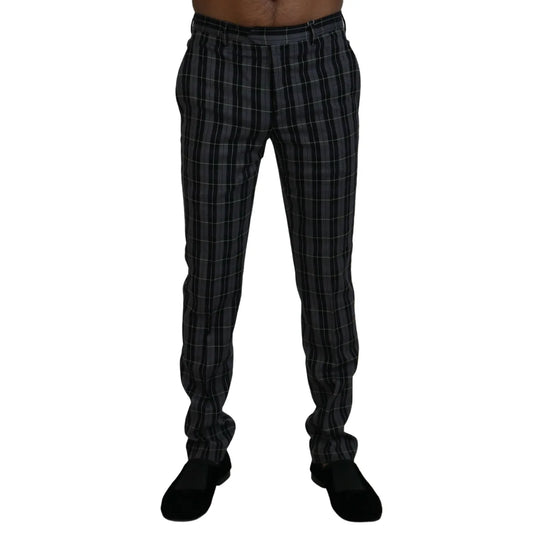 BENCIVENGA COUTURE Gray Checkered Chino Pants Premium Authentic