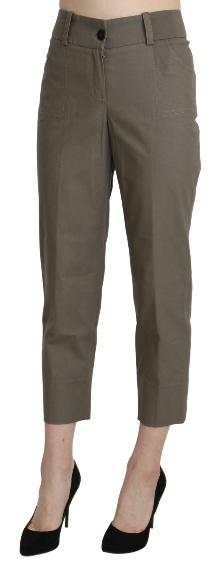 Bencivenga Gray High Waist Cropped Dress Trouser Pants