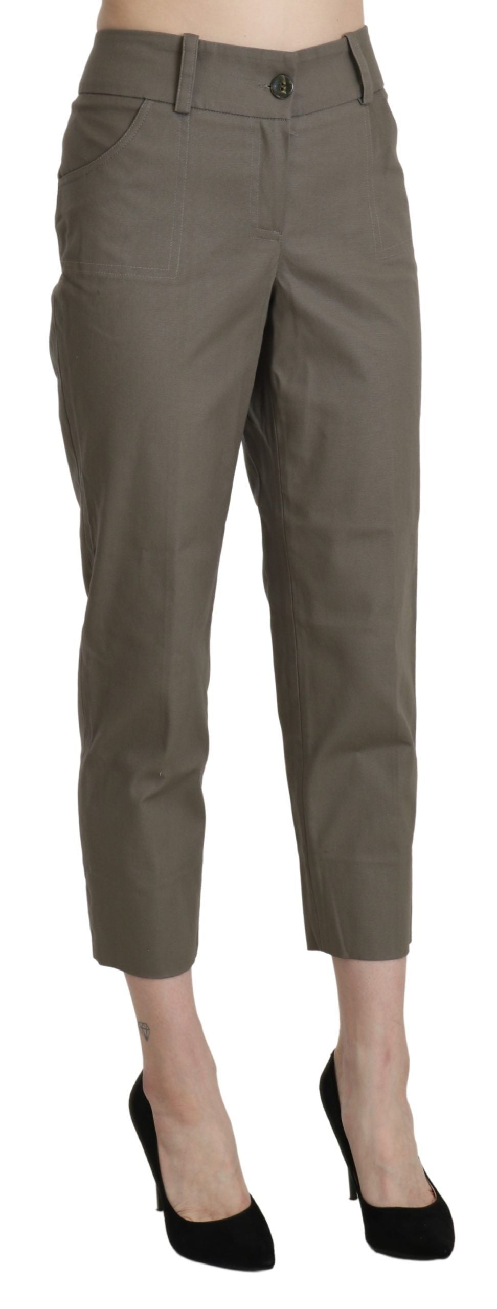 Bencivenga Gray High Waist Cropped Dress Trouser Pants