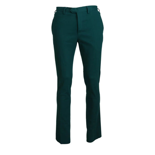BENCIVENGA Green Straight Fit Men Formal Trousers Pants