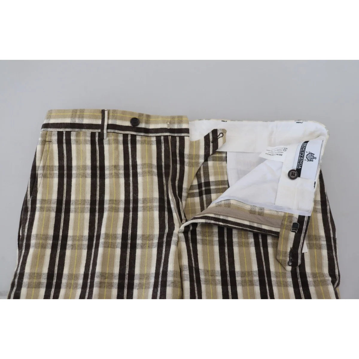 BENCIVENGA Multicolor Checkered Cotton Straight Fit Men Pants