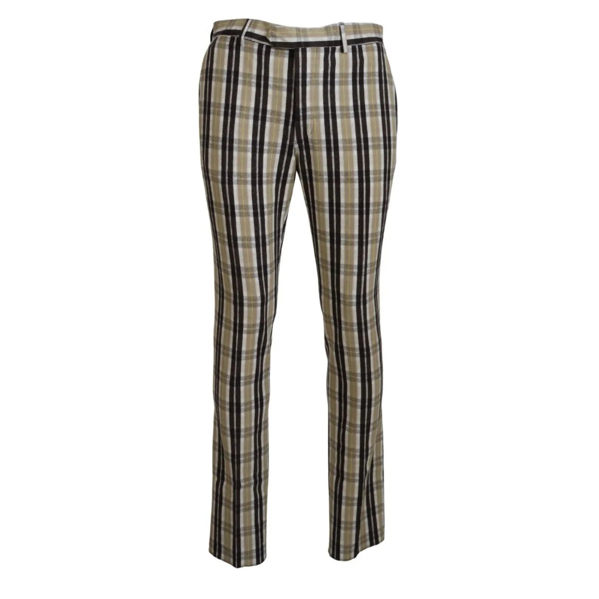 BENCIVENGA Multicolor Checkered Cotton Straight Fit Men Pants