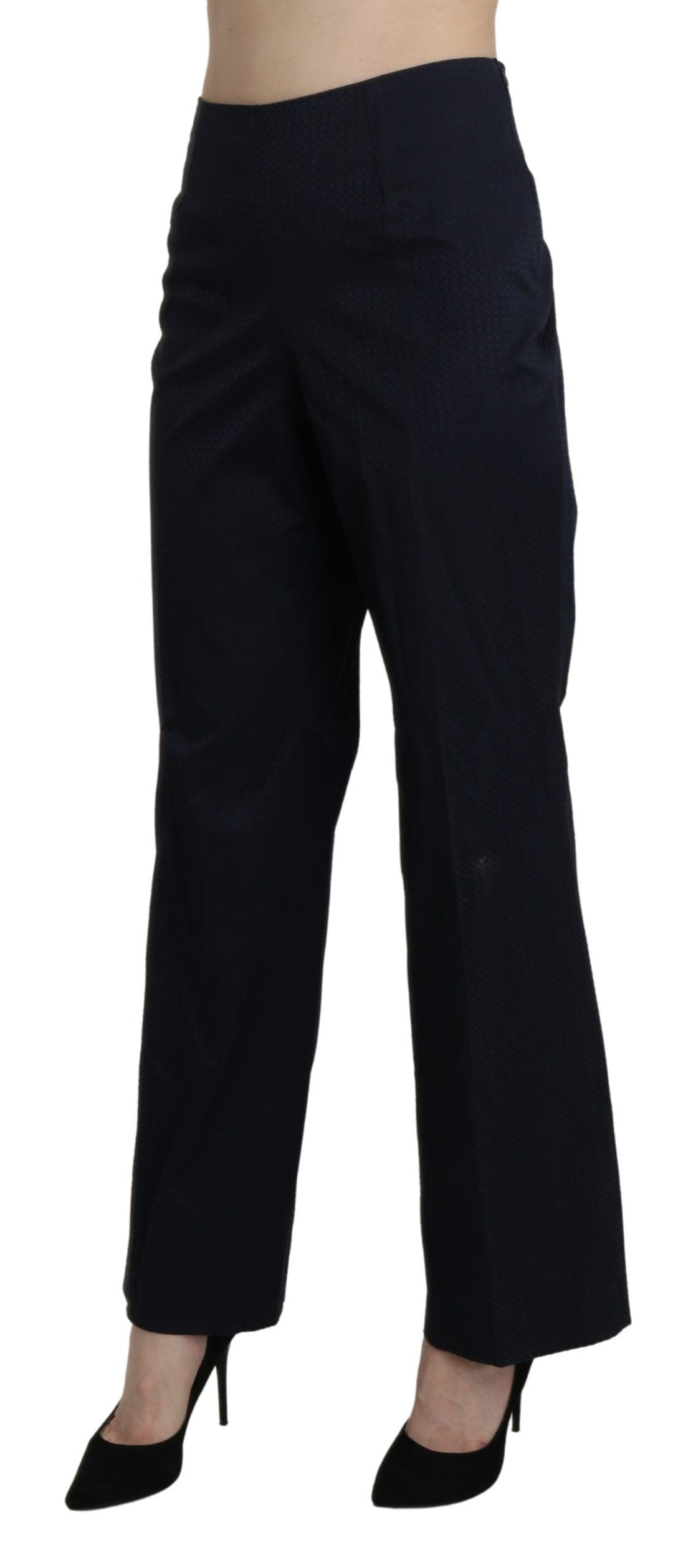 Bencivenga Navy Blue High Waist Straight Dress Trouser Pants