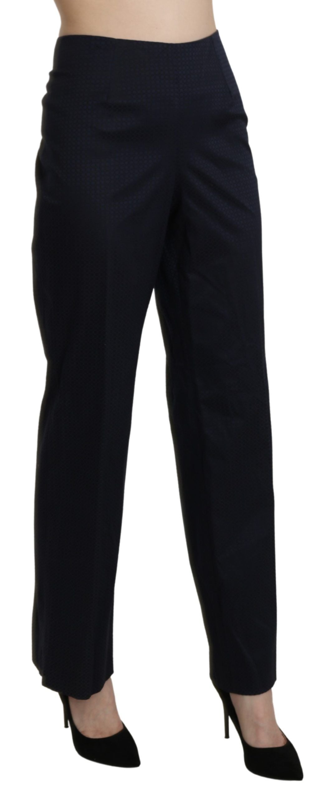 Bencivenga Navy Blue High Waist Straight Dress Trouser Pants