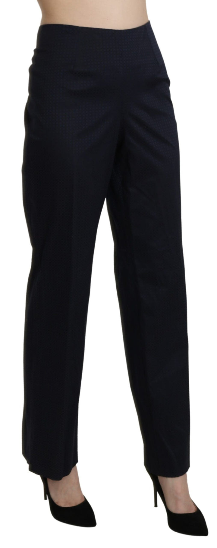 Bencivenga Navy Blue High Waist Straight Dress Trouser Pants
