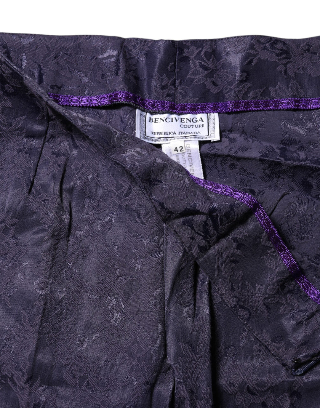 Bencivenga Purple Jacquard High Waisted Pants