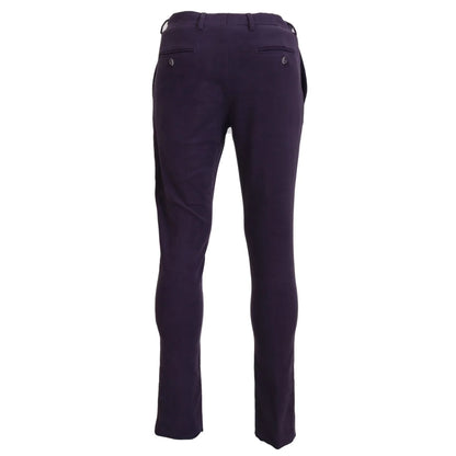 BENCIVENGA Purple Pure Cotton Tapered Mens Pants