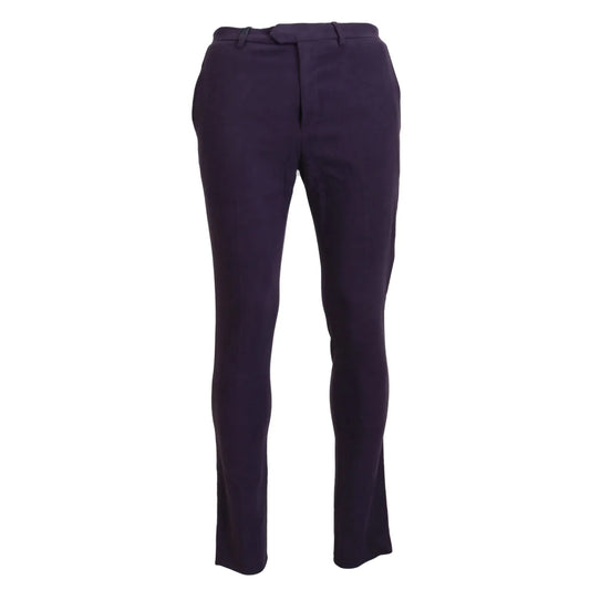 BENCIVENGA Purple Pure Cotton Tapered Mens Pants