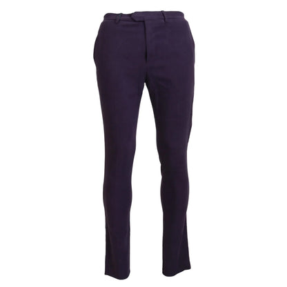 BENCIVENGA Purple Pure Cotton Tapered Mens Pants