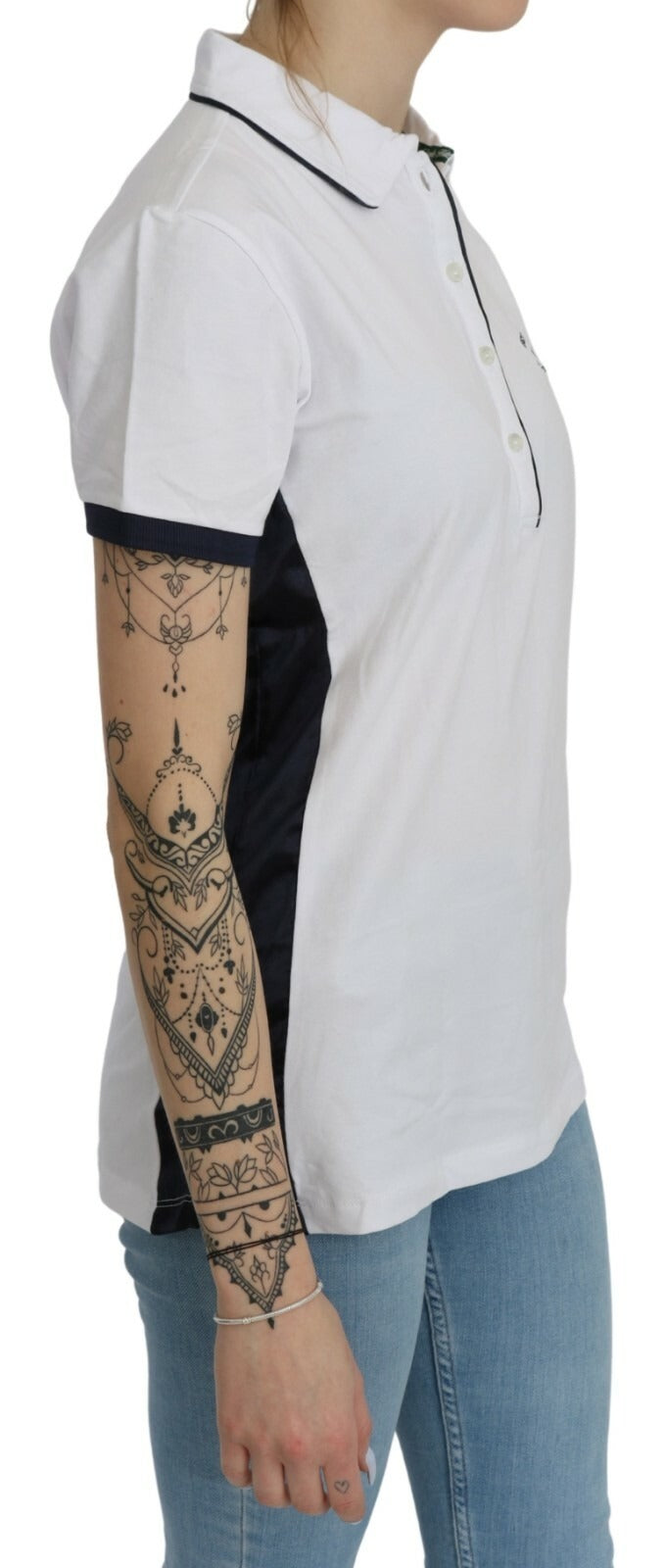 Beverly Hills Polos - Cotton White Collared Short Sleeve Top
