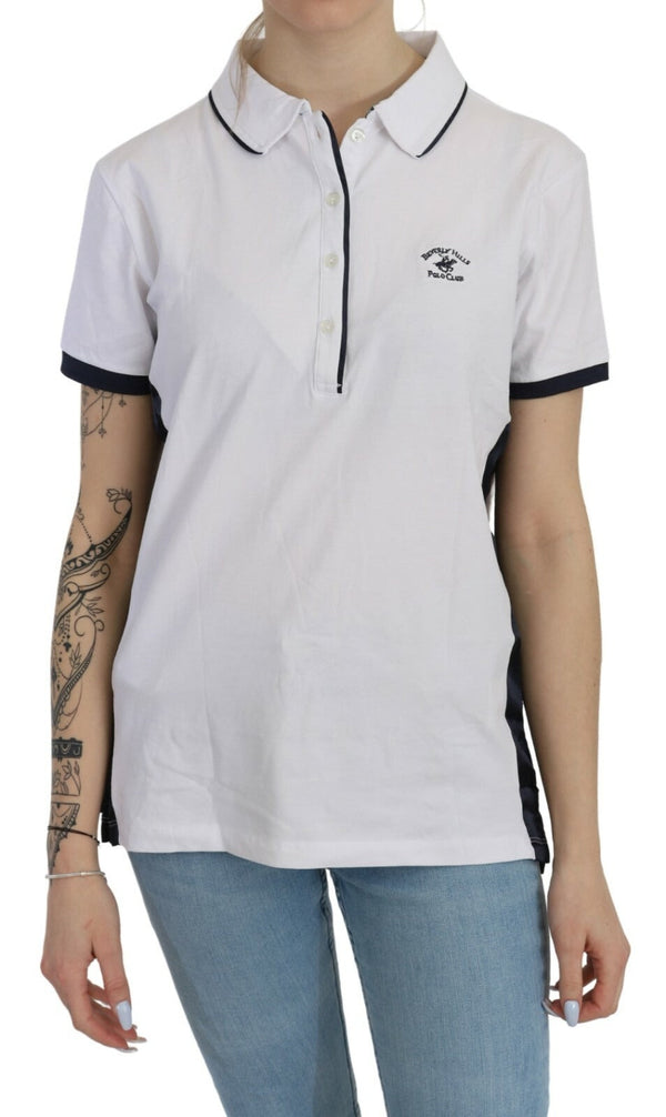 Beverly Hills Polos - Cotton White Collared Short Sleeve Top