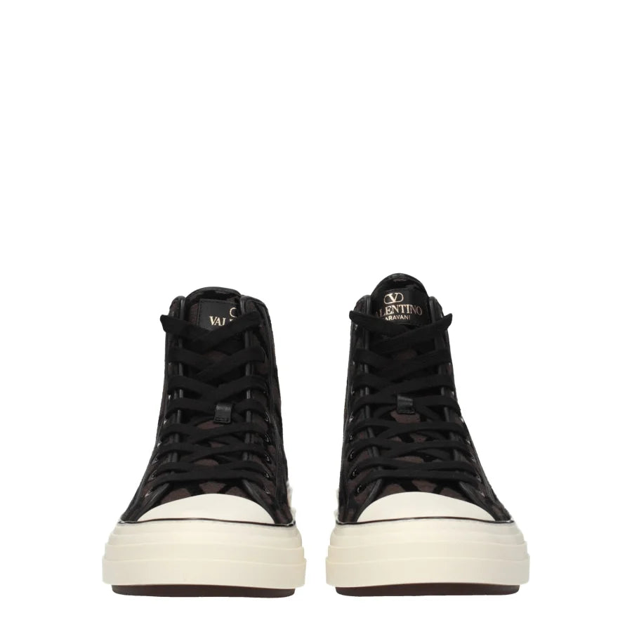 Valentino Garavani Brown Fabric High Top Sneakers