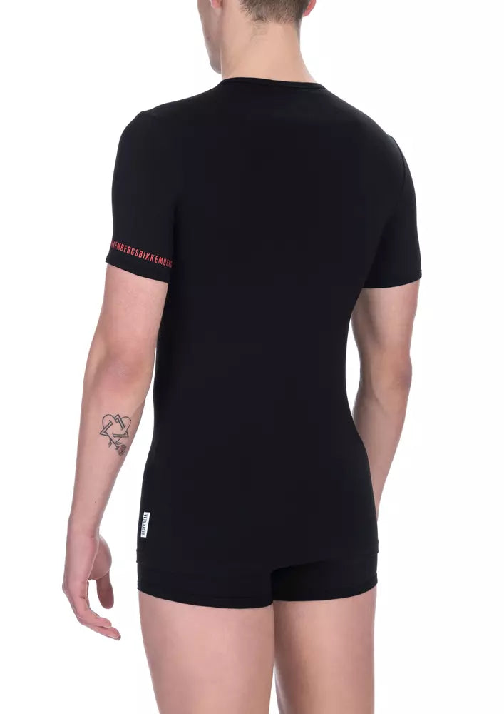 Bikkembergs ?Black Cotton Men T-shirt Twin Pack’