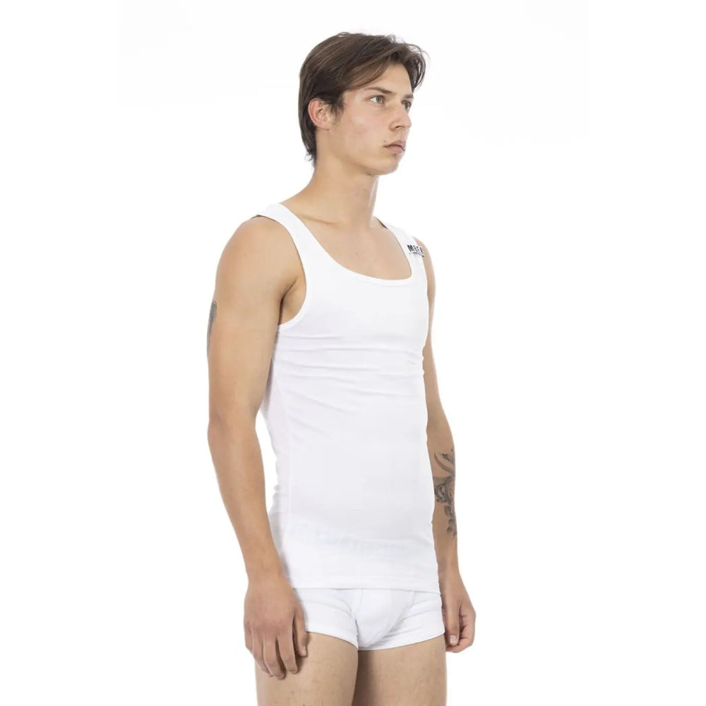 Bikkembergs White Cotton Mens Tank Top