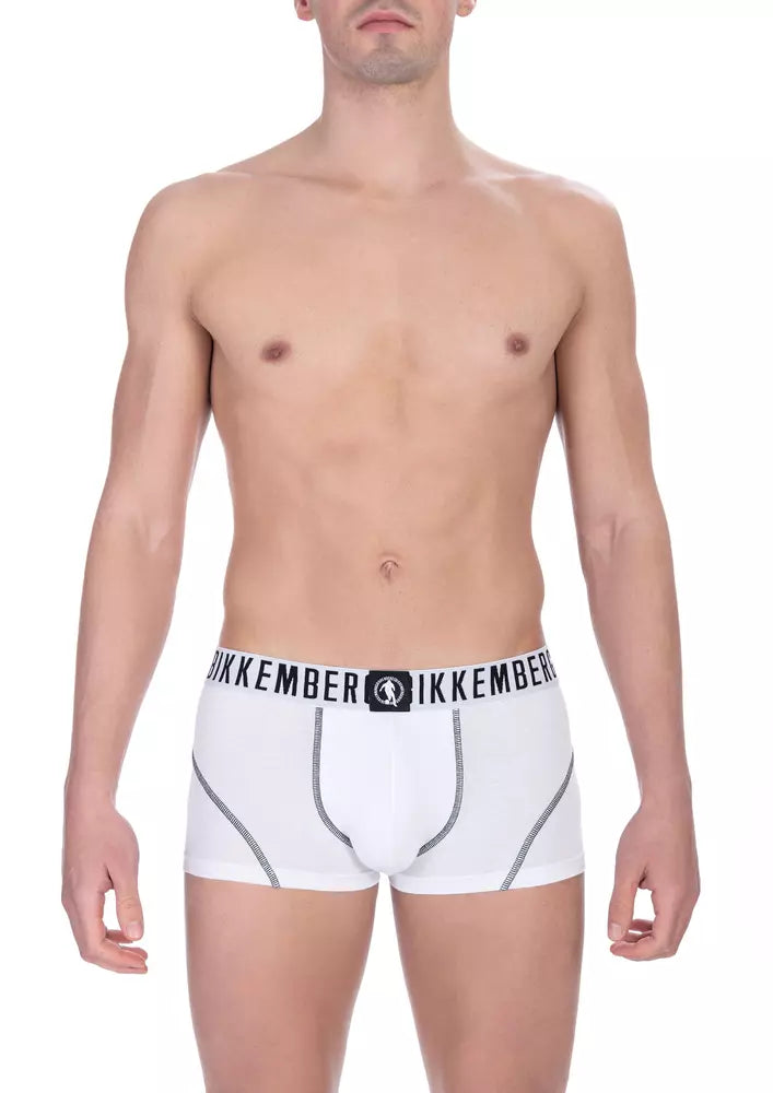 Bikkembergs White Cotton Men’s Trunk Underwear Pack