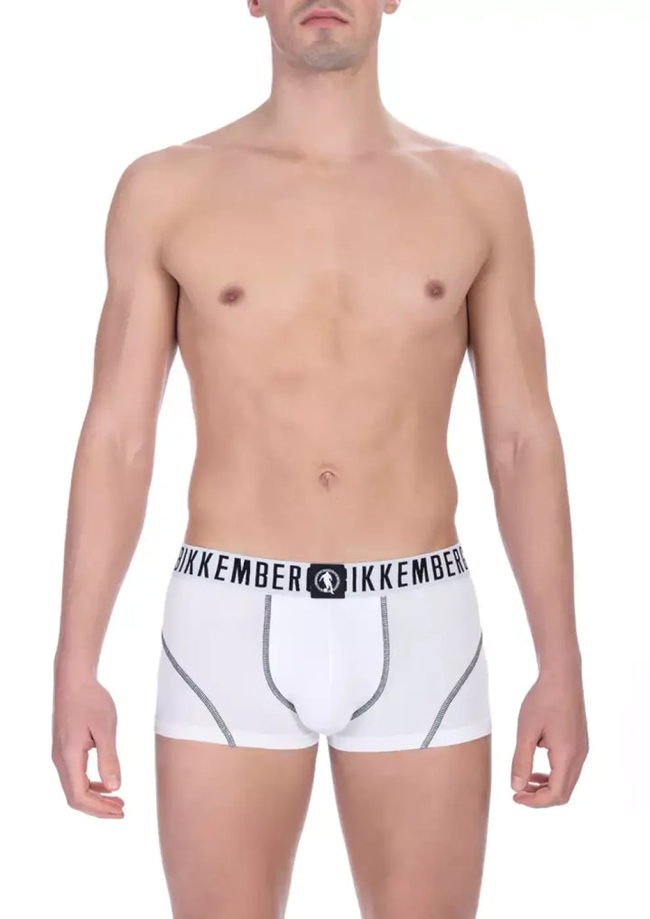 Bikkembergs White Cotton Men’s Trunk Underwear Pack