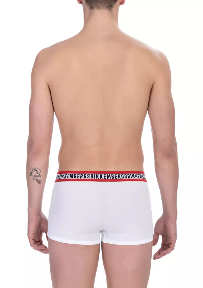 Bikkembergs White Cotton Men’s Underwear Trunk Twin Pack