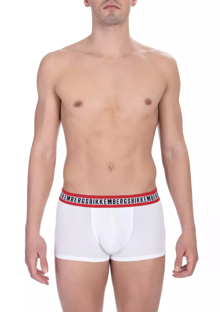 Bikkembergs White Cotton Men’s Underwear Trunk Twin Pack