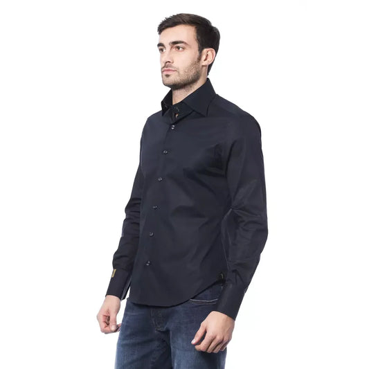 Billionaire Italian Couture Blue Cotton Men Shirt