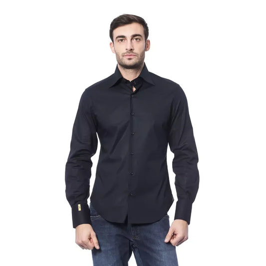 Billionaire Italian Couture Blue Cotton Men Shirt