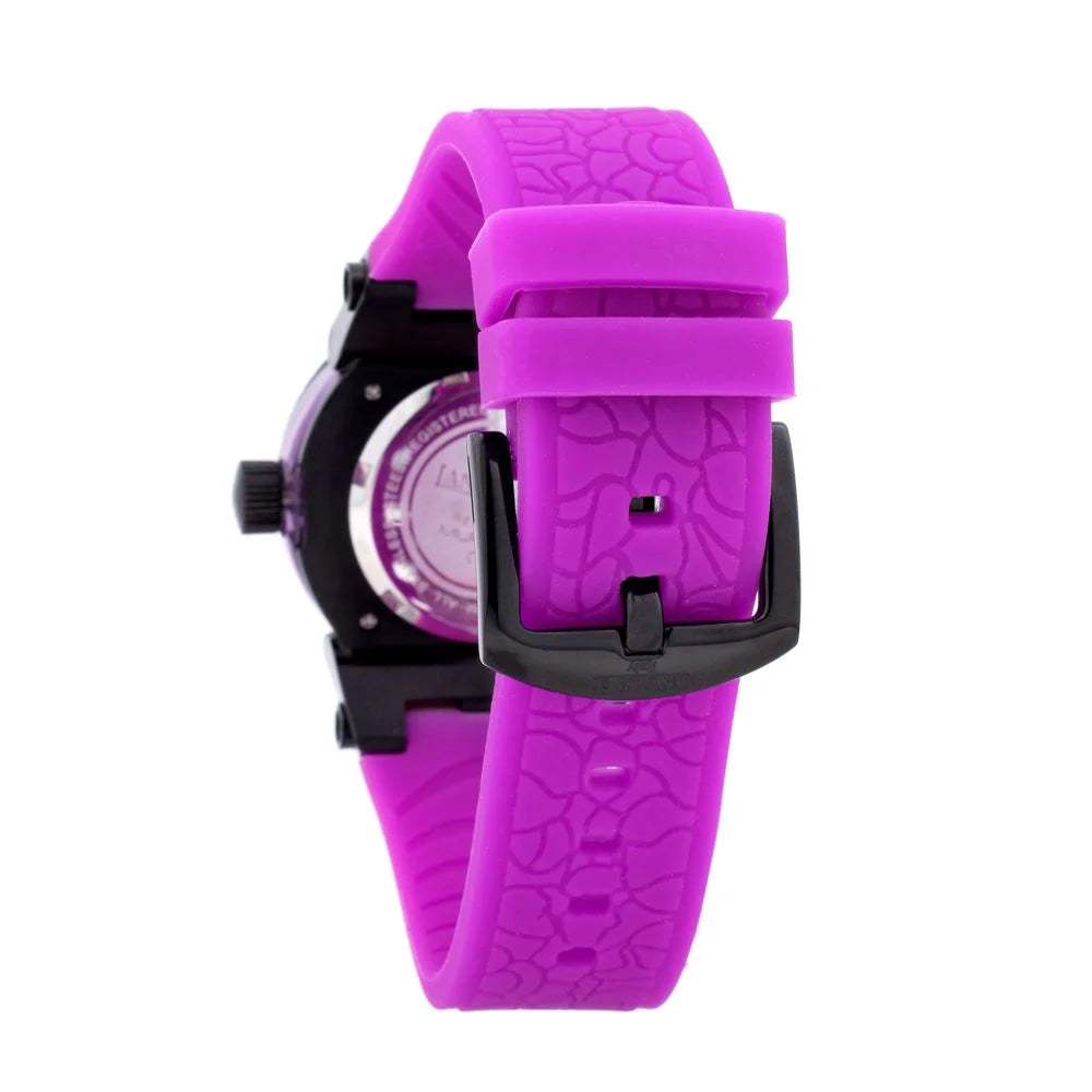 Black Stainless Steel Watch with Violet Silicone Band for Stylish Clothing Lancaster