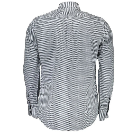 Blue Cotton Shirt Regular Fit with Contrasting Cuffs for Men Harmont & Blaine