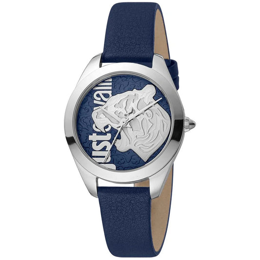 Blue Leather Quartz Watch with Multicolored Dial for Fashion Clothing Just Cavalli