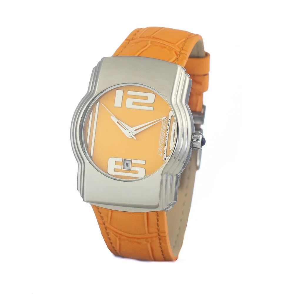 Bold Orange Leather Quartz Watch for Stylish Clothing and Accessories Chronotech
