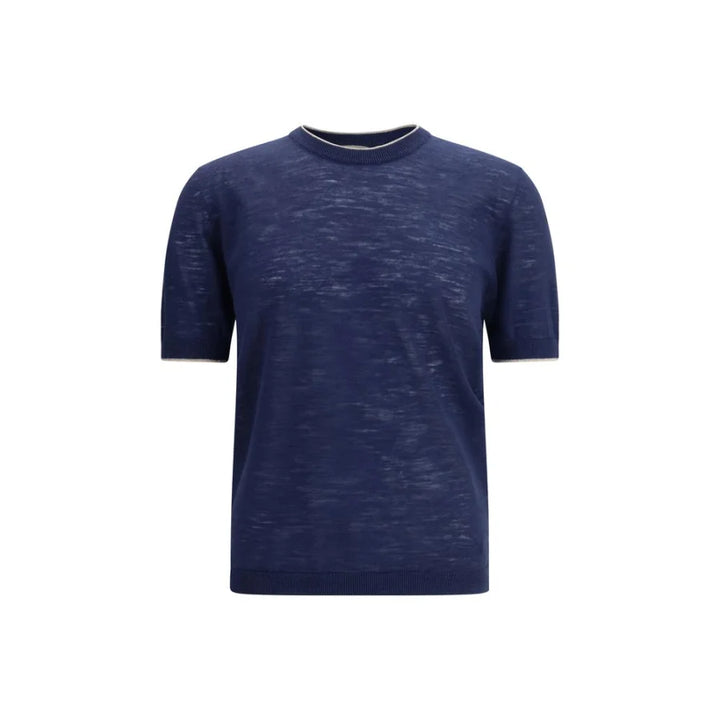 Brooksfield Blue Linen Shortsleeve Shirt