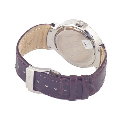Brown Leather Analog Watch Silver Stainless Steel Perfume-Inspired Style Laura Biagiotti