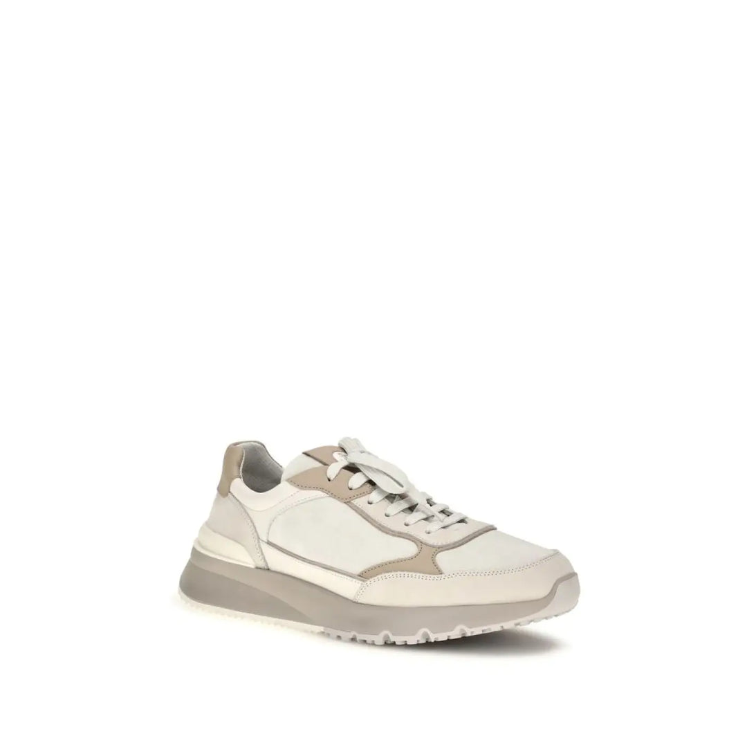 Brunello Cucinelli Beige Calf Leather Bos Taurus Low Top Sneakers