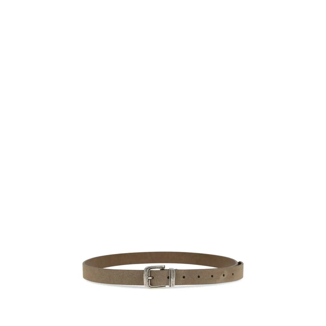 Brunello Cucinelli Beige Calf Leather Bos Taurus Thin Belt