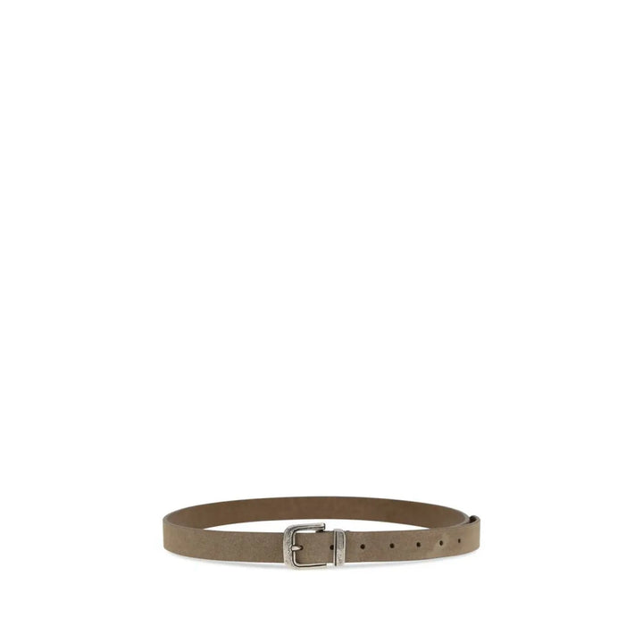 Brunello Cucinelli Beige Calf Leather Bos Taurus Thin Belt