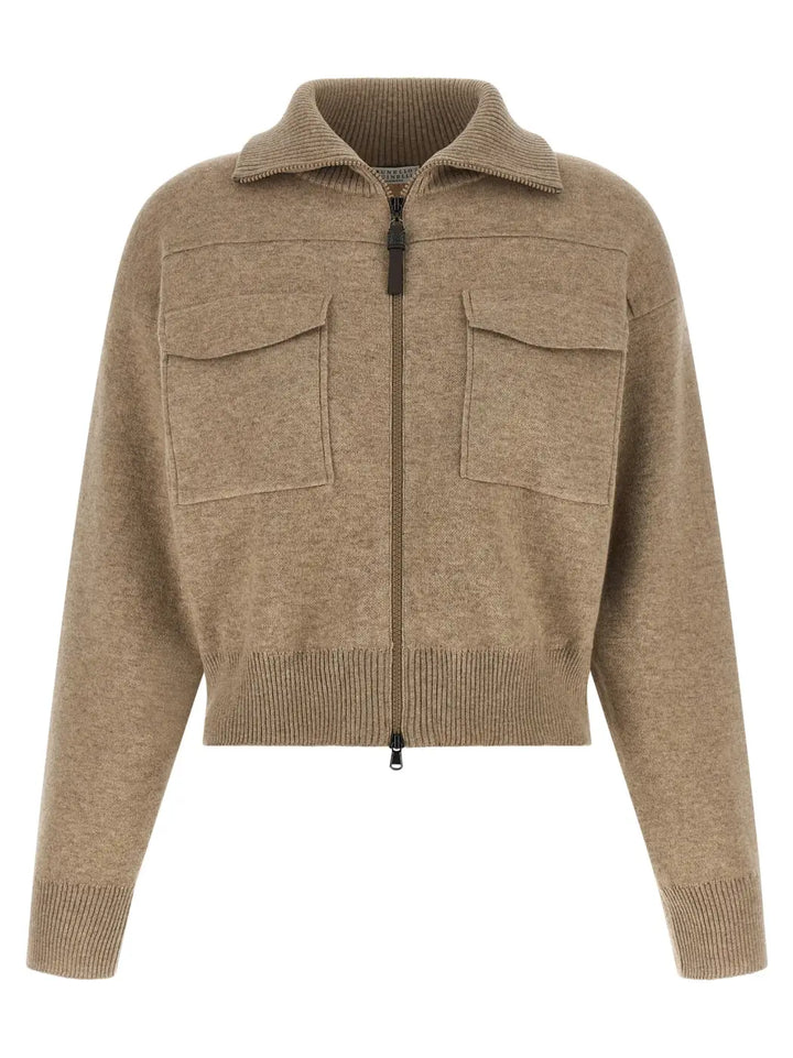 Brunello Cucinelli Beige Cashmere Cardigan