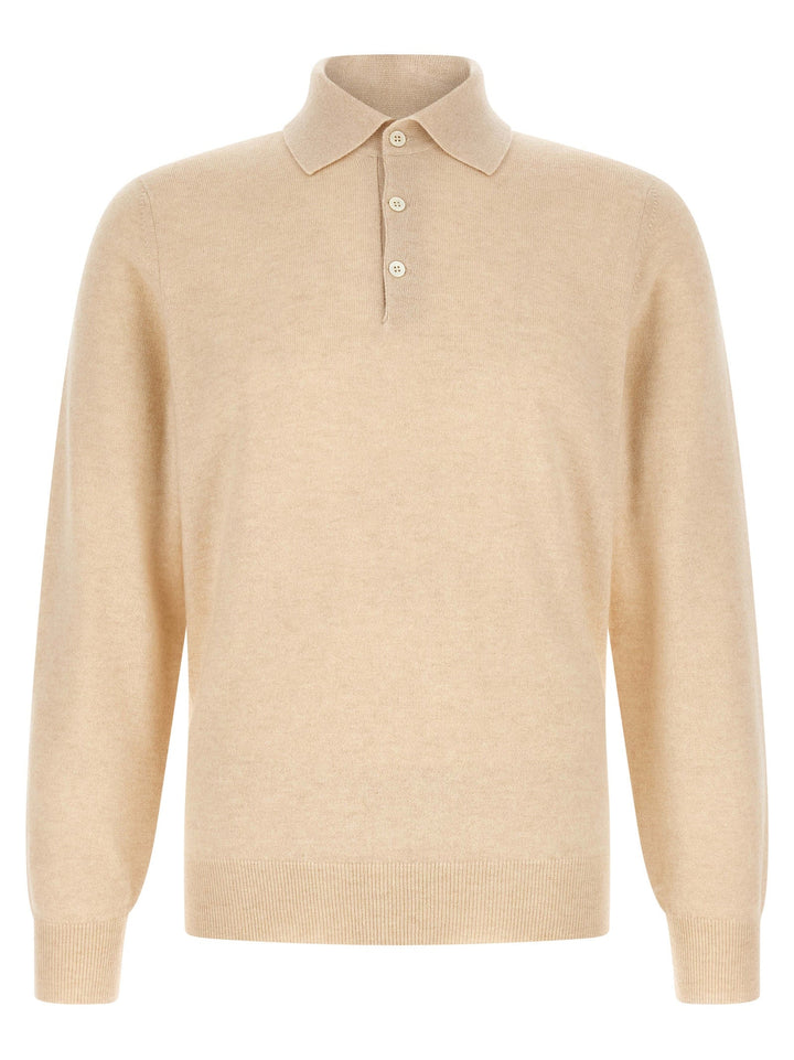 Brunello Cucinelli Beige Cashmere Polo Shirt