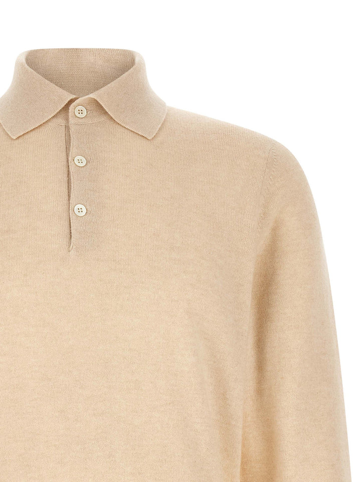 Brunello Cucinelli Beige Cashmere Polo Shirt
