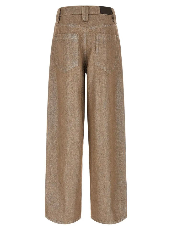 Brunello Cucinelli Beige Cotton Relaxed Fit Jeans