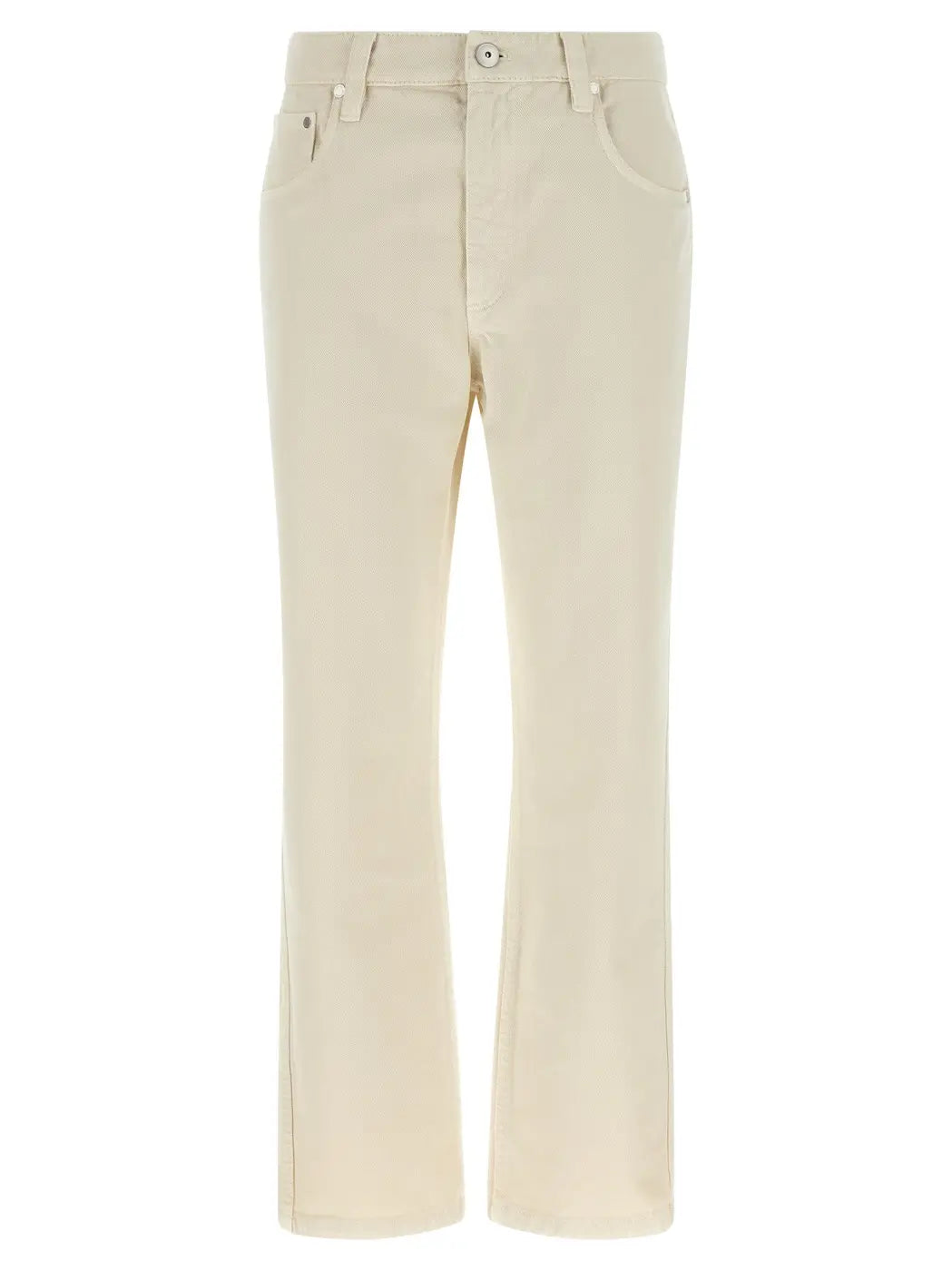 Brunello Cucinelli Beige Cotton Straight-leg Jeans