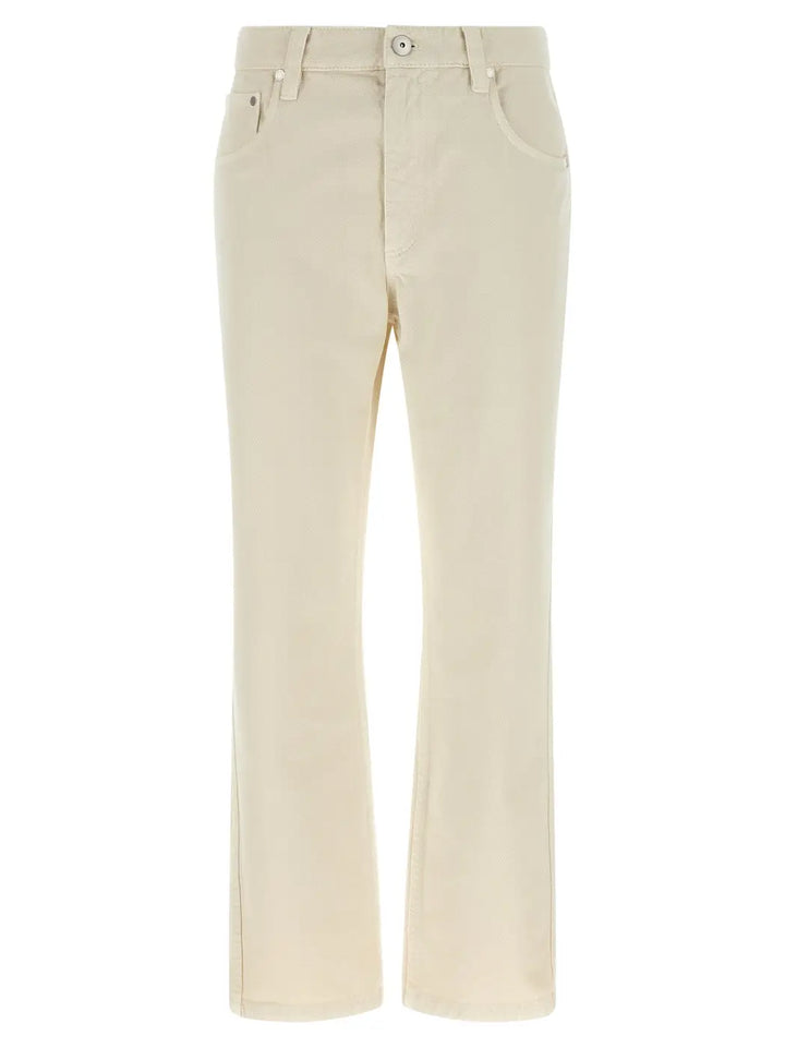 Brunello Cucinelli Beige Cotton Straight-leg Jeans